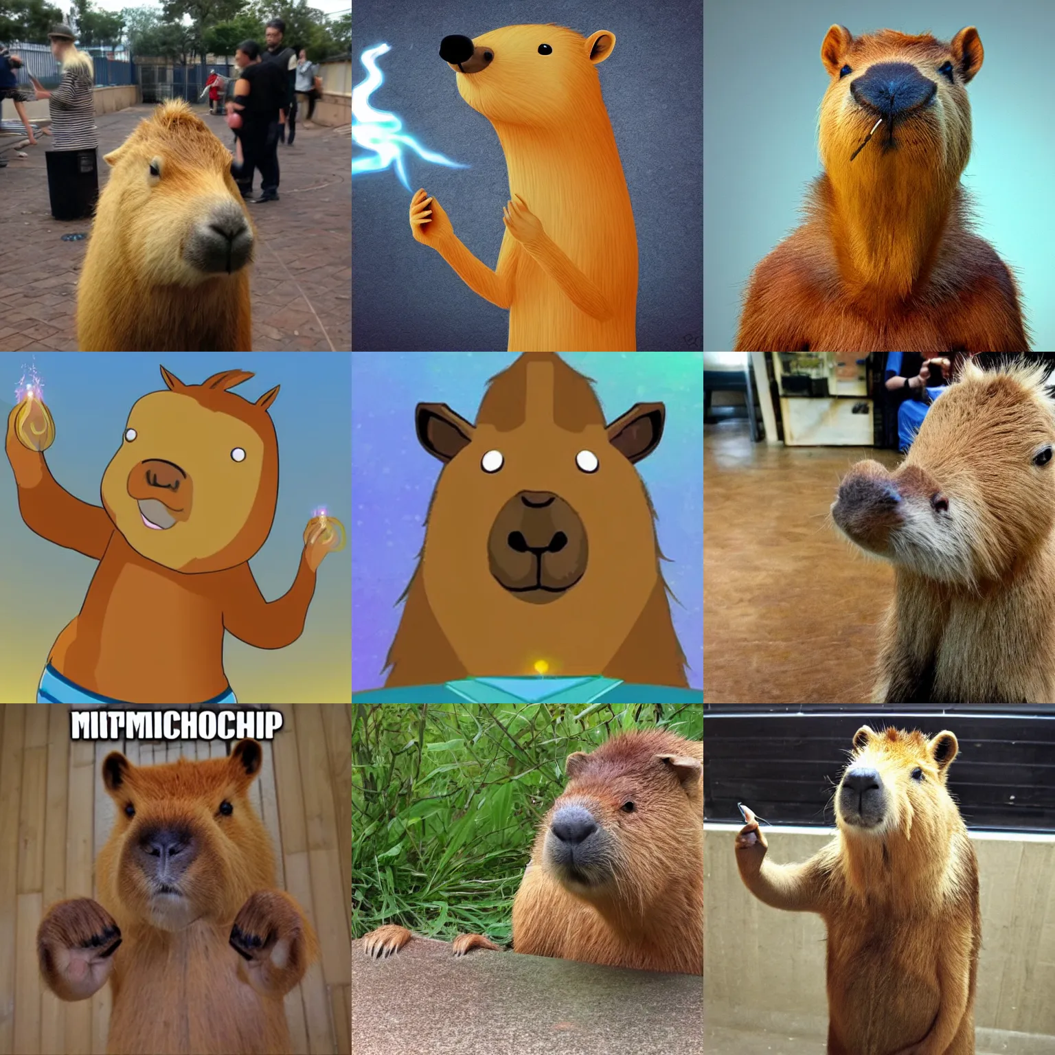 Prompt: Anthropomorphic capybara doing magic