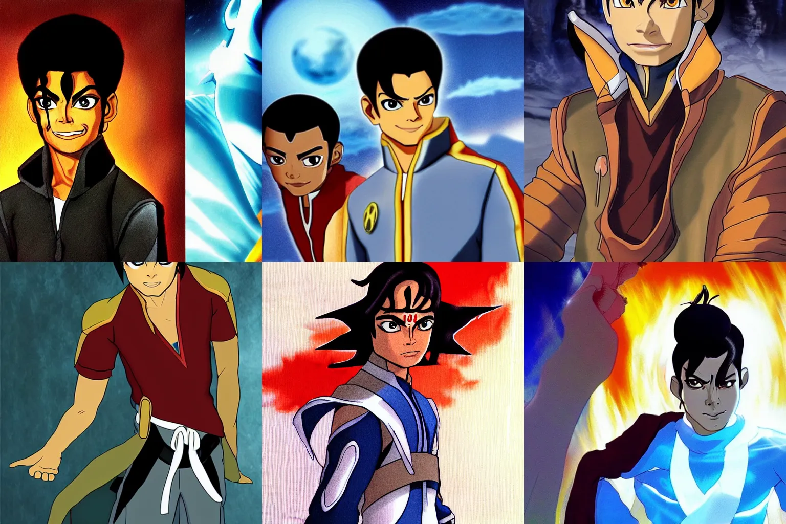 Prompt: Michael Jackson as avatar aang in Avatar: the last airbender, anime concept art