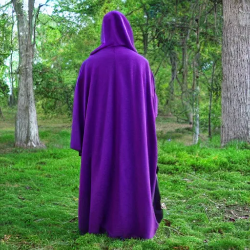 Image similar to creepy cloak, purple, horror style