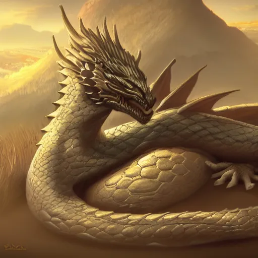 Image similar to sleeping dragon, 4 k digital art, artstation