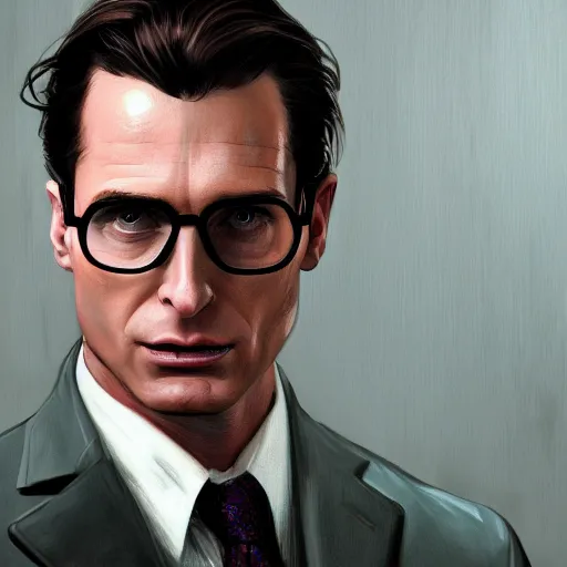 Prompt: epic portrait patrick bateman with glasses, beautiful, pretty face, glossy skin, fancy suit, digital painting, artstation, concept art, soft light, hdri, smooth, sharp focus, illustration, fantasy, intricate, elegant, highly detailed, D&D, matte painting, in the style of Greg Rutkowski and Alphonse Mucha and artemisia, 8k, highly detailed, jurgens, rutkowski, bouguereau, pastoral, rustic, georgic, detailed concept art, illustration, colorful pastel, painting, detail, ultra detailed, digital art, 4K,