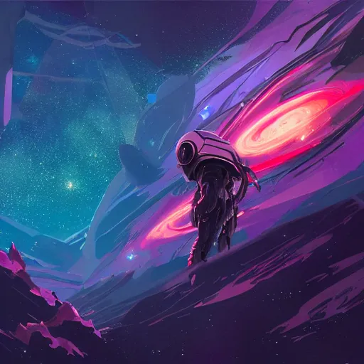 Image similar to concept art of an alien outer space galaxy, open expanse, stars, meteorites, floating debris, beautiful, fantasy, colorful, cinematic lighting, artstation, trending, highly detailed, focus, smooth, by studio ghibli, rossdraws, hirohiko araki, conrad roset, yoshitaka amano