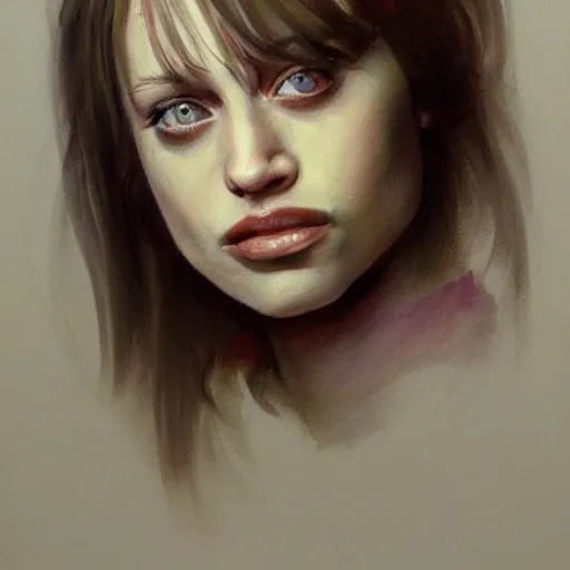 Image similar to a beautiful sketch painting portrait of Young Fiona apple in the late 1990s, Artstation, CGsociety