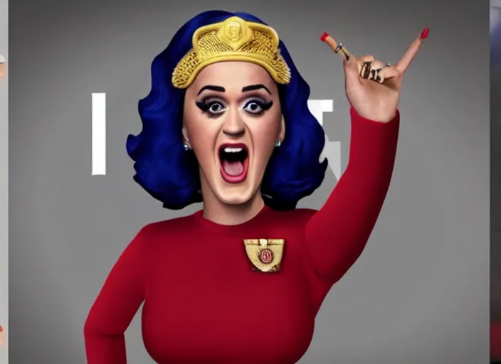 Image similar to katy perry as dictator, ultra realistic, cute, fierce