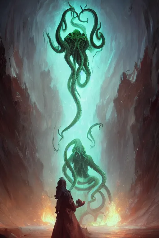 Image similar to cthulhu, digital art, magic the gathering, mtg, by greg rutkowski, trending on artstation