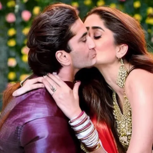 Image similar to kareena kapoor kissing kareena kapoor, relistic