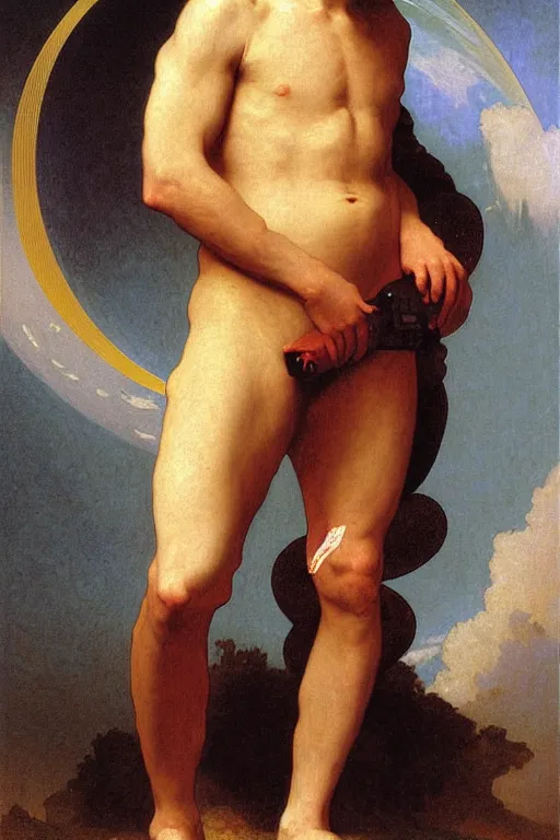 Image similar to portrait of a male astronaut, by bouguereau