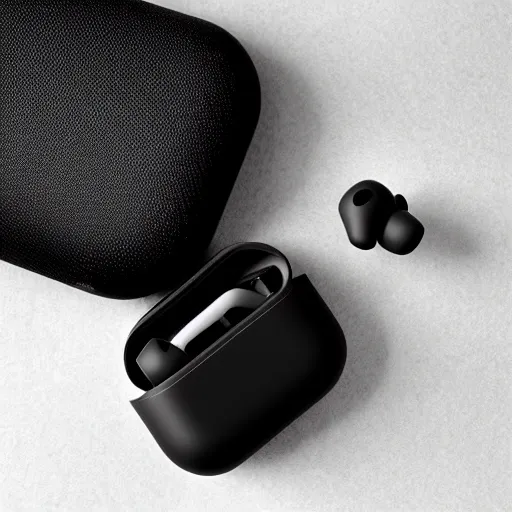 Image similar to black airpods pro case with marshmallow design on the case, studio, product photo