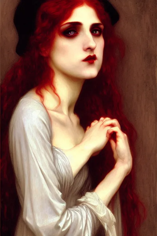 Image similar to victorian vampire, painting by rossetti bouguereau, detailed art, artstation