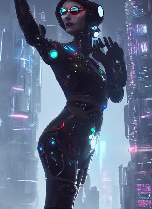 Image similar to a woman in a futuristic suit holding her hands up to her face, cyberpunk art by senior character artist, cgsociety contest winner, neo - dada, futuristic, ultra detailed, sci - fi