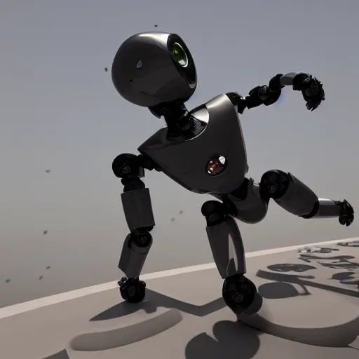 Image similar to a robot performing parkour, octane render, 3D