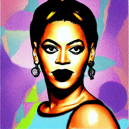 Prompt: a portrait of beyonce in pop art style