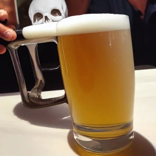 Image similar to shape of a skull in the foam at the top of my beer