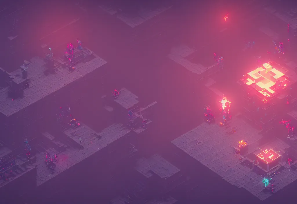 Image similar to isometric magicavoxel Bloodborne hyperlight drifter cinematic lighting, 4k