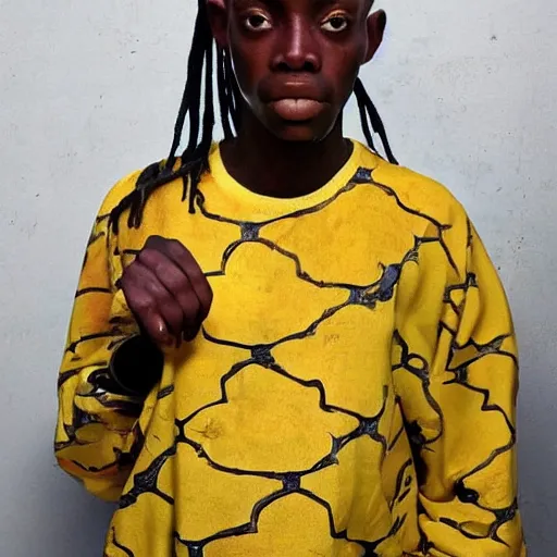 Prompt: billie eilish as an starving african child