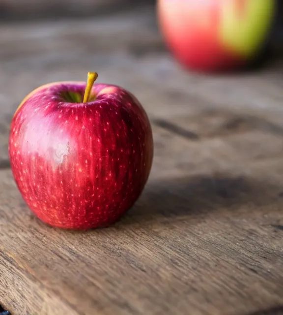 Prompt: a 4 k photorealistic photo of an apple on a sunny table