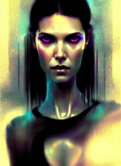 Image similar to ! dream hyper realistic zoomed out portrait gorgeous, beautiful rachael rosen from blade runner, by greg rutkowski, scott m fischer, artgerm, loish, slight glow, atmospheric, anne stokes, alexandros pyromallis, wlop