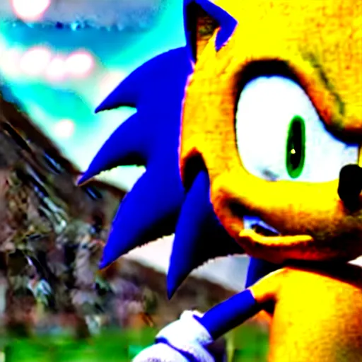 Image similar to Hololive's Unigami Korone meeting Sonic the Hedgehog, HDR, 3D, 4k, 8k