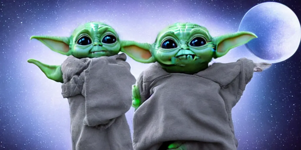 Image similar to a 3 d rendered movie still of baby yoda. baby yoda wears a spacesuit, and explores cosmos in a super awesome space ship. science fiction blockbuster movie baby yoda rules the world or i was a teenage yoda, dramatic lighting, imax 7 0 mm. buzz lightyear