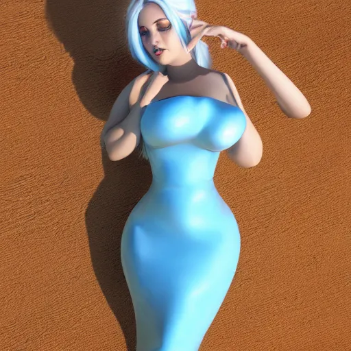 Image similar to curvy feminine hot goth woman with elegant cyan-white snakeskin leather dress, desert camo pattern, cgsociety, photorealistic, sublime ambience, idealistic, 16k, smooth, sharp focus, trending on ArtStation, volumetric lighting, fully clothed, worksafe