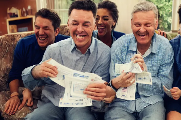 Prompt: happy man winning the lottery