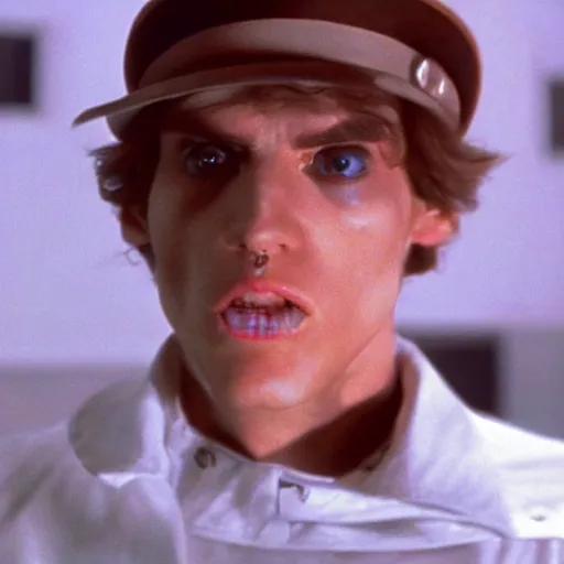 Image similar to Live Action Still of Jerma in A Clockwork Orange, real life, hyperrealistic, ultra realistic, realistic, highly detailed, epic, HD quality, 8k resolution, body and headshot, film still