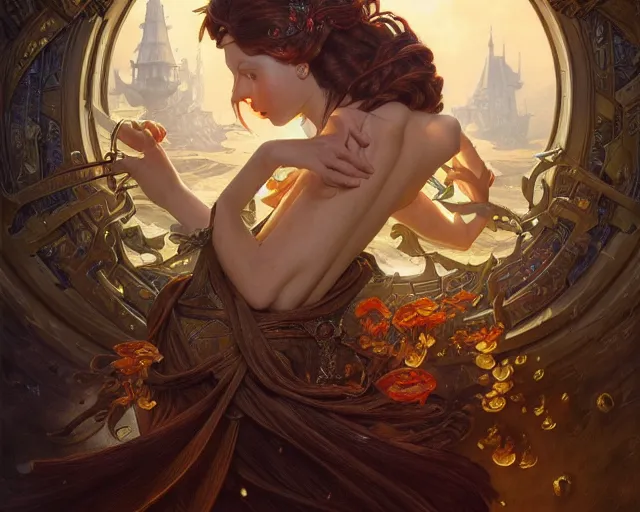 Image similar to photography of michael cheval, deep focus, d & d, fantasy, intricate, elegant, highly detailed, digital painting, artstation, concept art, matte, sharp focus, illustration, hearthstone, art by artgerm and greg rutkowski and alphonse mucha