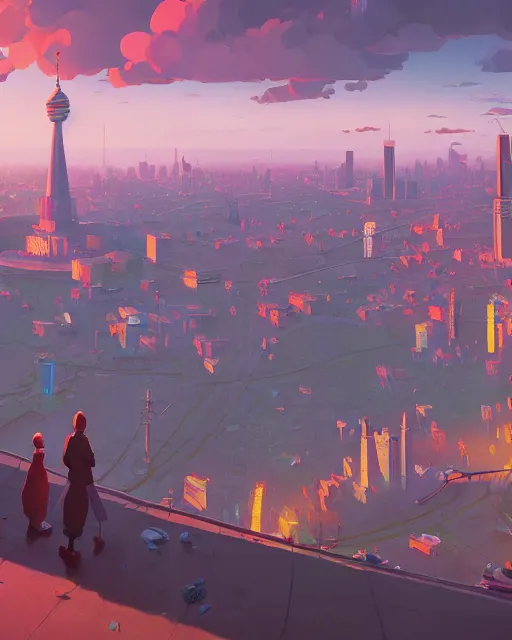 Image similar to painting of kiev city, ukraine, detailed, by simon stalenhag, cory loftis, james gilleard, atey ghailan, makoto shinkai, goro fujita, studio ghibli, rim light, exquisite lighting, clear focus, very coherent, plain background, soft painting