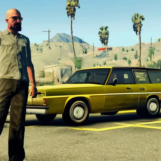 Prompt: walter white in gta v. Cover photo