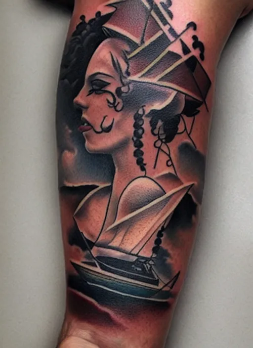 Image similar to traditional sailor tattoo design by greg rutkowski