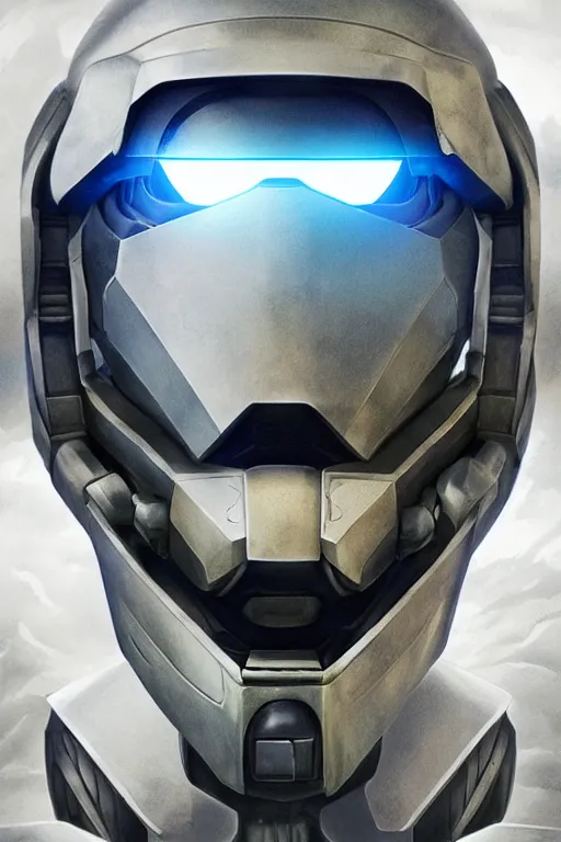 Image similar to robot ninja mask helmet halo master chief radiating a glowing aura global illumination ray tracing hdr fanart arstation by ian pesty and katarzyna da „ bek - chmiel