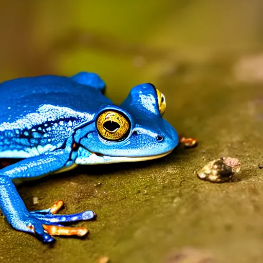 Prompt: a blue frog