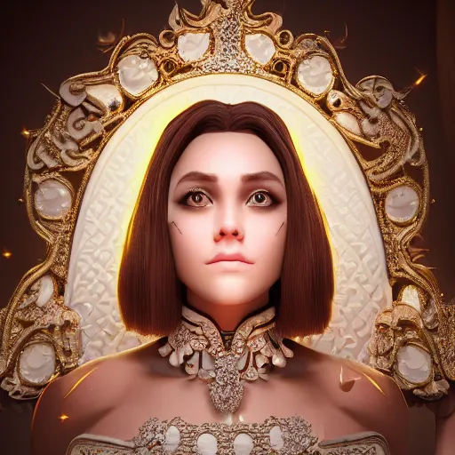 Image similar to portrait of wonderful princess of diamonds with fair skin, ornate, 8 k, gorgeous, intricate, detailed, glowing white accent lighting, dramatic lighting, octane render