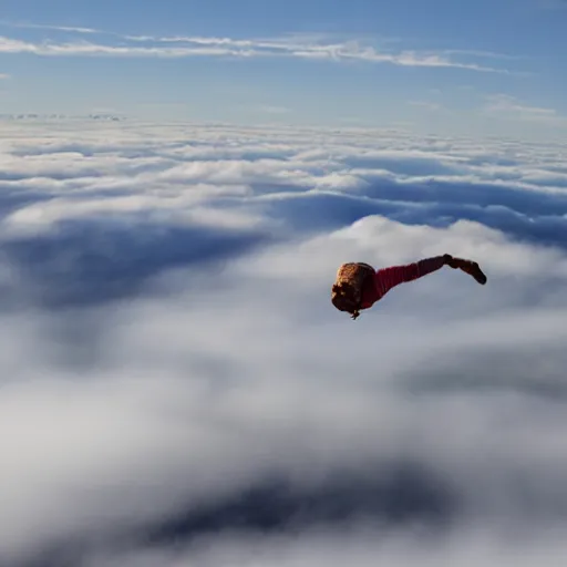 Prompt: chorizo flying over the clouds