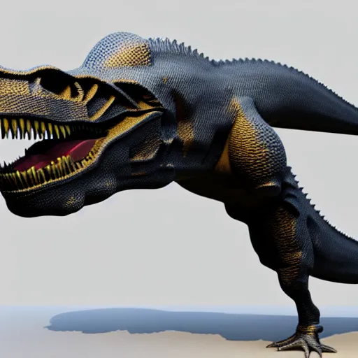 Image similar to t - rex gun, award winning, unreal engine 5 render, 3 d model, volumetric fog, ray traced, award winning