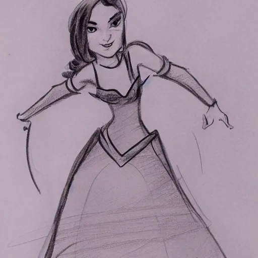 Image similar to milt kahl sketch of victoria justice with curvy body as princess padme from stars wars episode 3