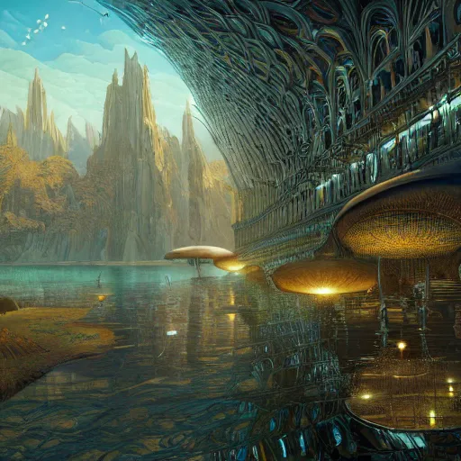 Image similar to cryengine render, by android jones, james christensen, rob gonsalves, syd mead, and john stephens