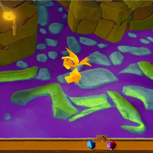 Image similar to screenshot of a griffin bard as an npc in spyro the dragon video game, with playstation 1 graphics, activision blizzard, upscaled to high resolution