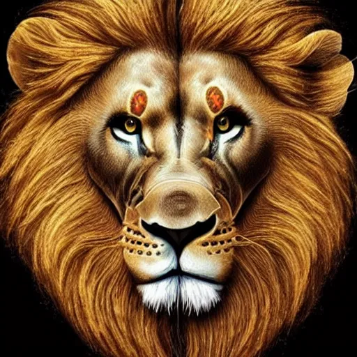 Image similar to lion made out of universe with a golden colar, hyper detailed, smooth, realistic, stunning, beautiful, trending on artstation,