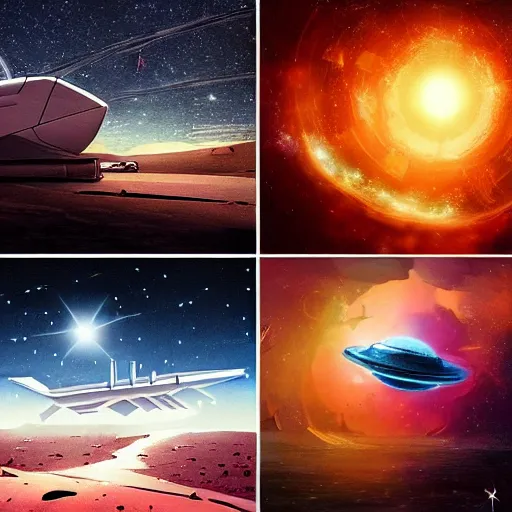 Image similar to stranded starship, cosmic , cinematic light , sci-fi art