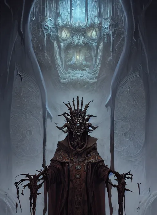 Prompt: slender mean looking high priest with dark biomechanical robes, subsurface scattering, by jesper ejsing, justin gerard, tomasz alen kopera, cgsociety and fenghua zhong, highly detailed, rim light, cinematic lighting, illustration, art, octane render, very coherent, cinematic, hyper realism, high detail, octane render, 8 k