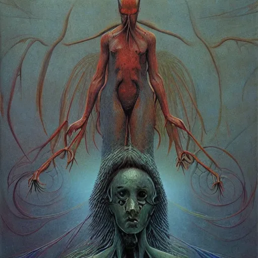 Image similar to an amazing masterpiece of art by gerald brom, Zdzisław Beksiński, guardians