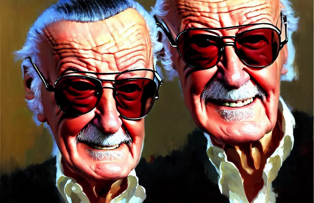 Prompt: portrait of stan lee!!!!!!!!!!!!!!!!!!!!!!!!!!!, detailed face, detailed painting, epic lighting, by ilya repin, phil hale and kent williams