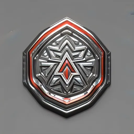 Image similar to chrome hyrule shield, glossy, metallic, neon, symmetrical, tribal patterns, realistic, unreal engine, octane redshift, artstation, behance