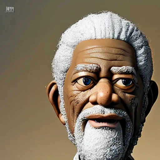 Prompt: morgan freeman starring as gandalf in lord of the rings, claymation, 8 k, hyperdetalied, cgsociety