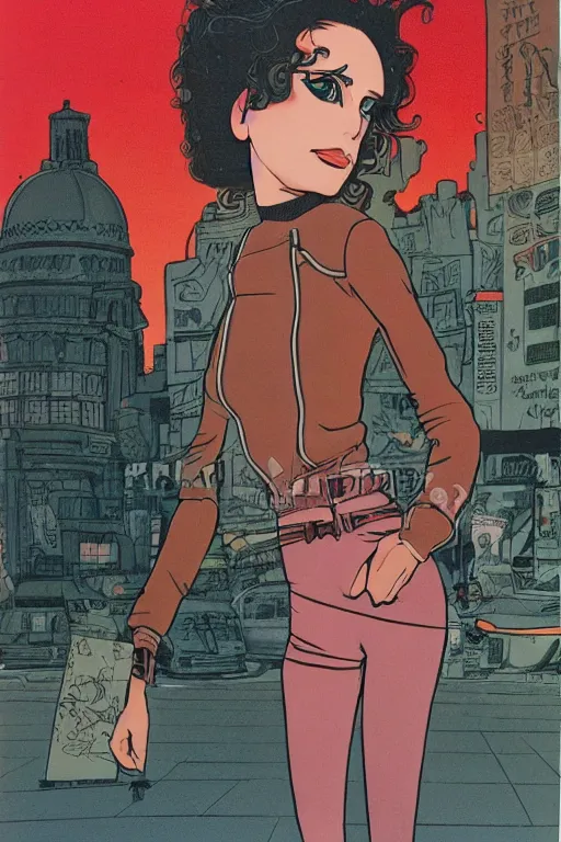 Prompt: portrait of an attractive young female protagonist, center focus, wearing leather jacket, in city street, detailed artwork by ralph bakshi