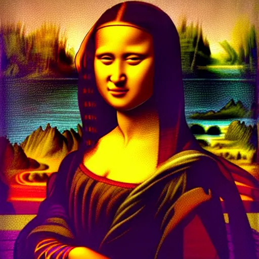 Prompt: an african woman's painting in the style of mona lisa by leonardo da vinc, octane renderi