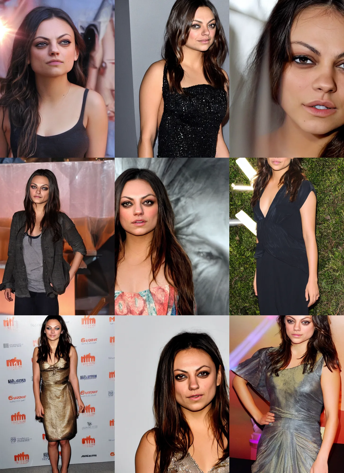 Prompt: sun - ray light beams creating an glowing image of mila kunis