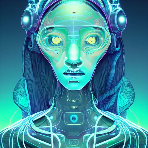 Image similar to bioluminescent cybernetic alien princess in the mountains, extremely detailed, sharp focus, portrait, smooth, digital illustration, by james jean, by rossdraws, frank franzzeta, sakimichan