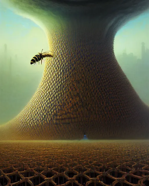Image similar to a hyper - detailed 3 d render like an oil painting of the hive mind of ai enabled humanity, surrealism!!!!! surreal concept art, lifelike, photorealistic, digital painting, aesthetic, smooth, sharp focus, artstation hd, by greg rutkowski, bruce pennington, valentina remenar, asher duran,